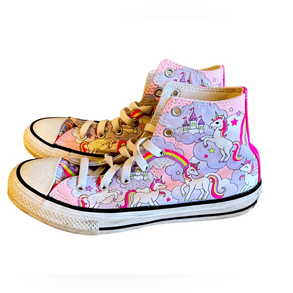 Converse Chuck Taylor All Star High Top Sneaker Neon Unicorn Kids Sz 4​ - Picture 3 of 9